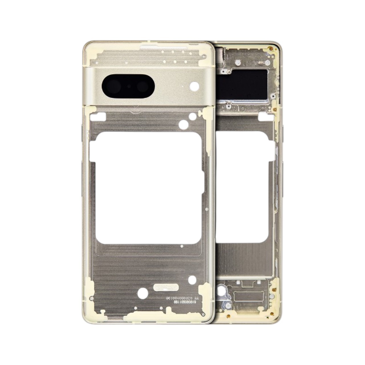 Replacement mid-frame chassis housing for Google Pixel 7 in Lemongrass.