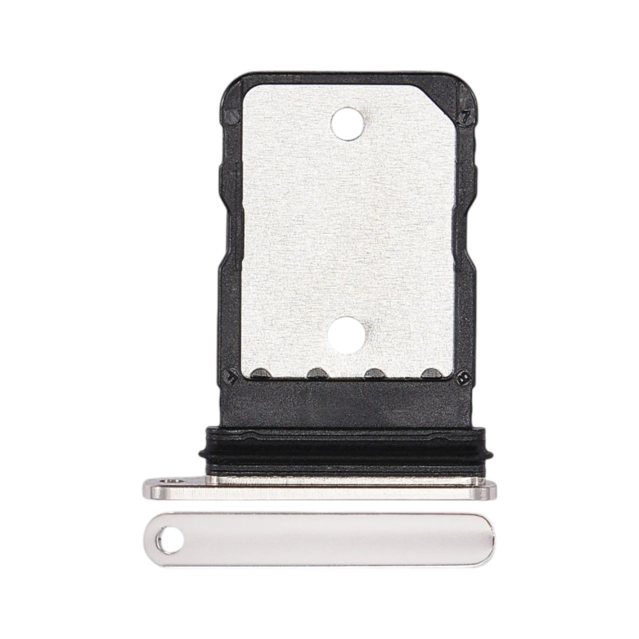 Replacement single SIM card tray for Google Pixel 7 Pro in Obsidian.