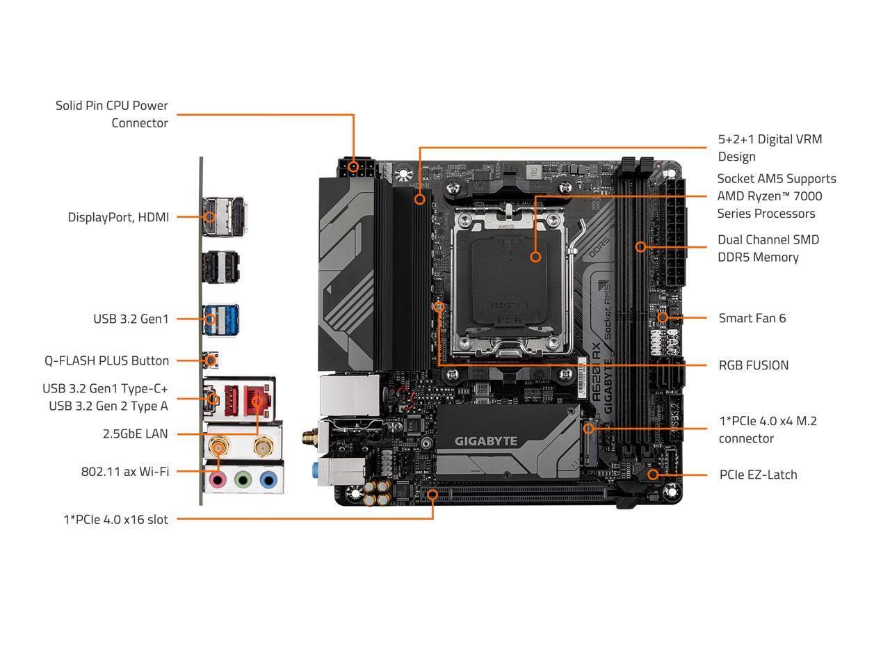 Gigabyte Motherboard B450 Front Panel Connectors Gigabyte GA-B450M