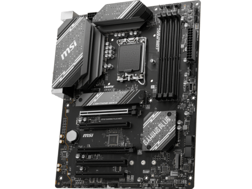 MSI B760 GAMING PLUS WIFI DDR5 LGA 1700 ATX Motherboard - Angled Front View