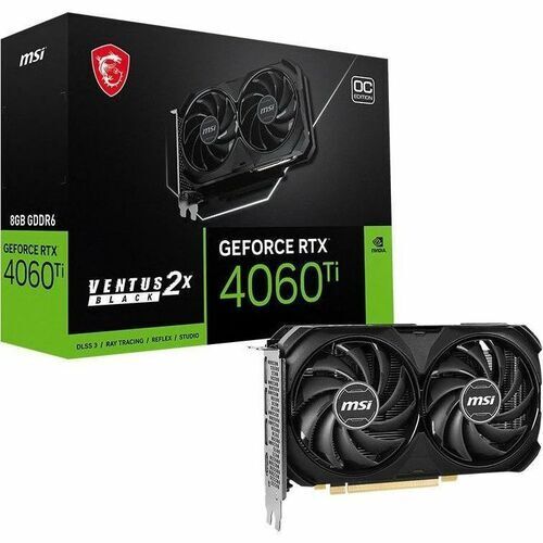 MSI GeForce RTX 4060 Ti VENTUS 2X BLACK OC 8GB Graphics Card - 8 GB GDDR6