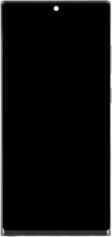 Samsung Galaxy S23 Ultra SM-S918U 2023 OLED Assembly with Frame in Phantom Black.