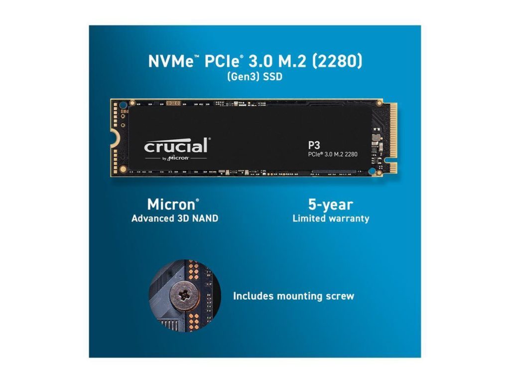 Crucial P3 4TB PCIe 3.0 3D NAND NVMe M.2 SSD -
