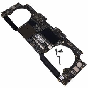 a-top-down-studio-shot-of-an-original-apple-macbook-pro-16-inch-a2141-logic-board-from-2019-showing-the-2.4ghz-i9-processor-32gb-ram-512gb-ssd-black-heat-sink-and-the-included-paired-touch-id-button-all-on-a-white-background