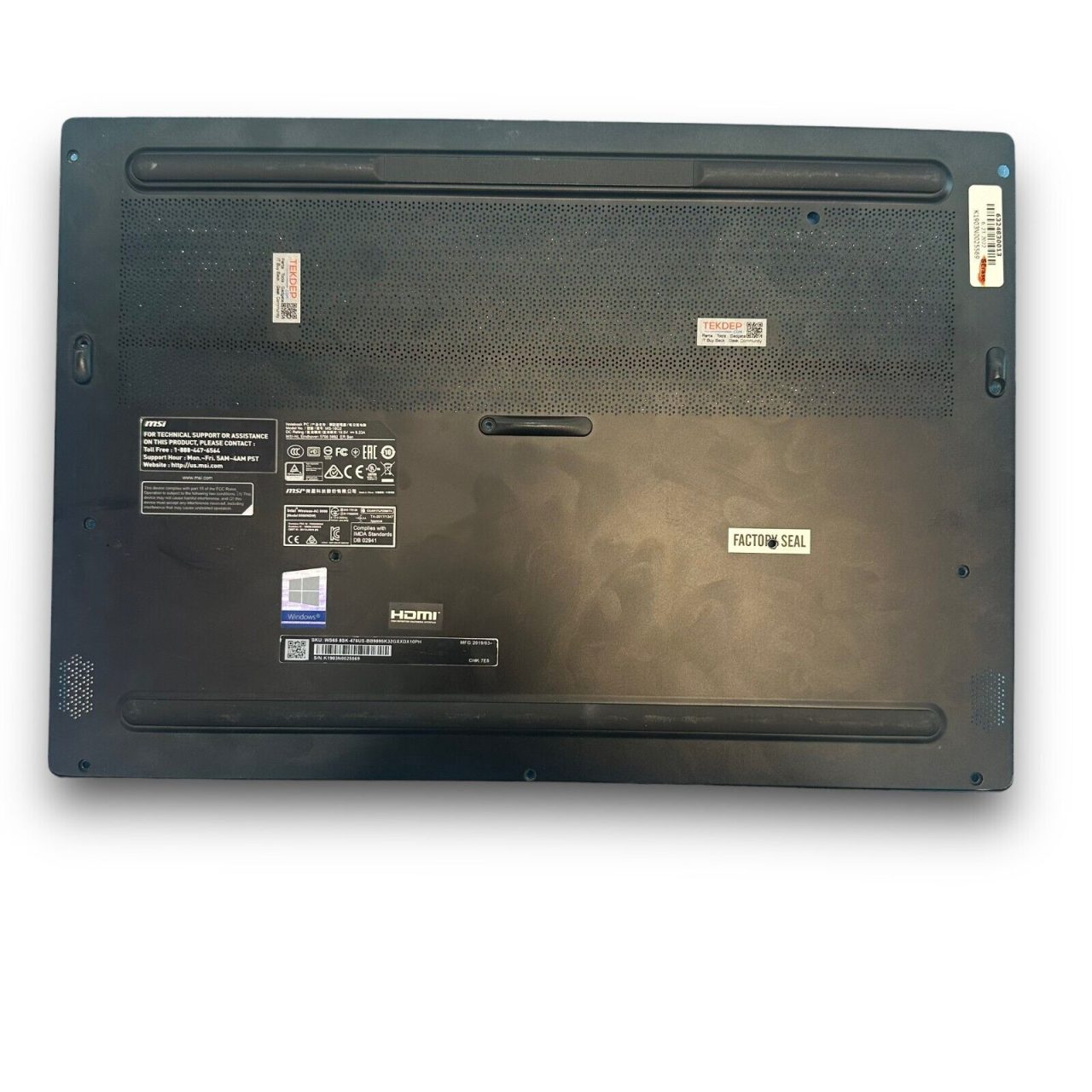 2019 MSI WS65 8SK Bottom Case Assembly Workstation Laptop A+ Grade