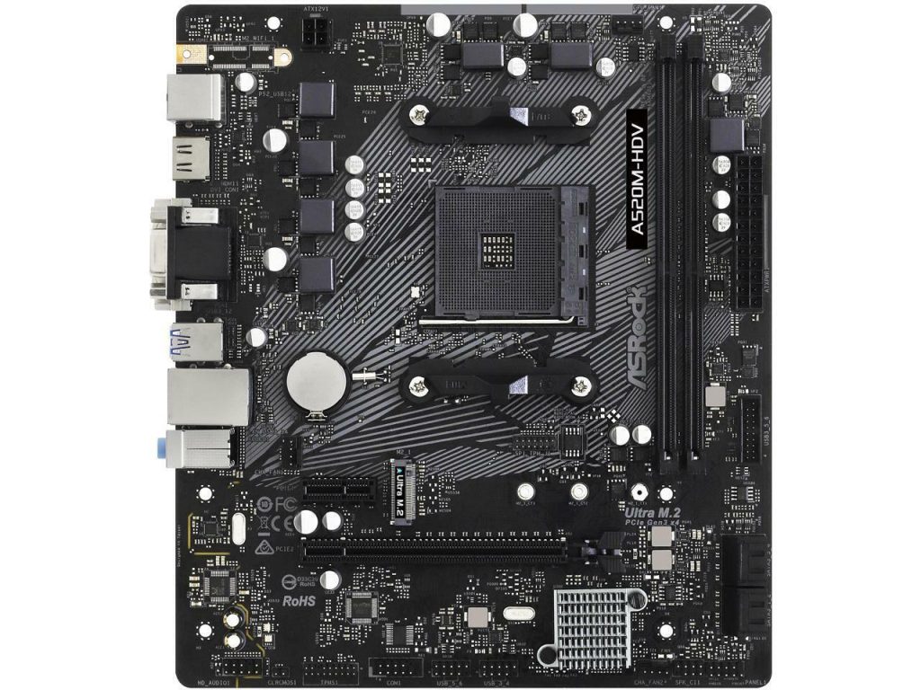 ASRock A520M-HDV AM4 Micro ATX AMD A520 Motherboard with SATA 6Gb/s and M.2