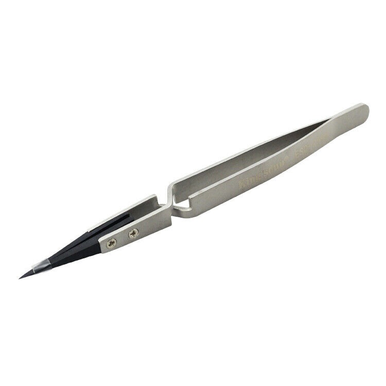 Kingsdun ESD-259X Stainless Steel Tweezers with Heat Resistant Anti-Static Tips